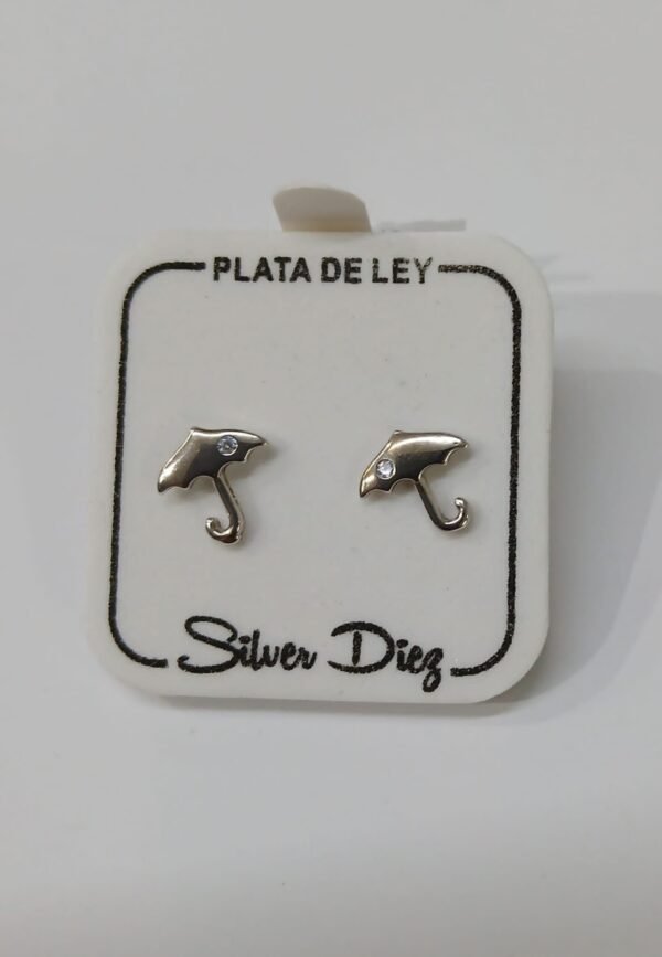 Pendientes paraguas con circonita de plata de Ley
