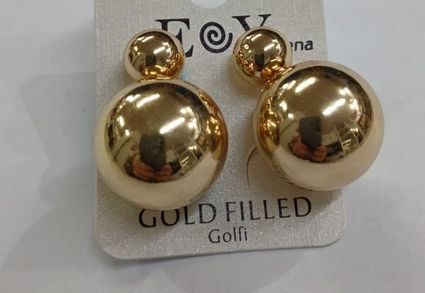 Pendientes bola acero dorado - Imagen 2
