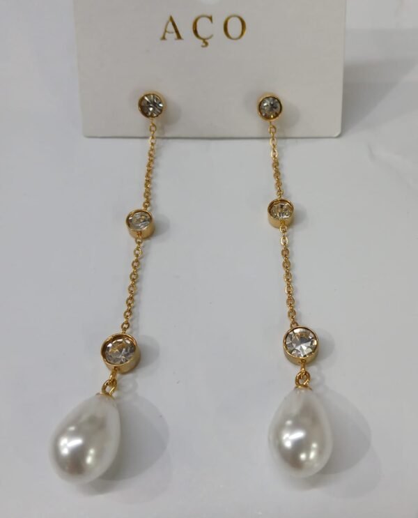 Pendientes largo estilo perla