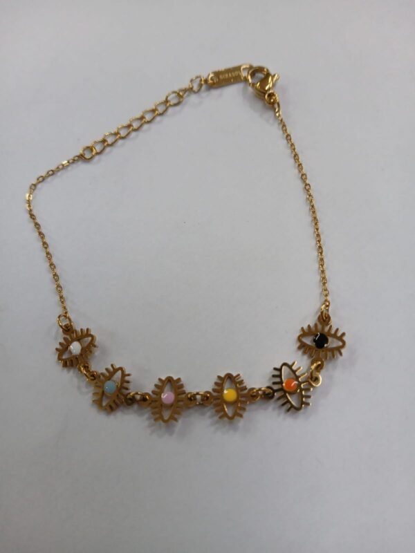 Pulsera dorada ojos turcos