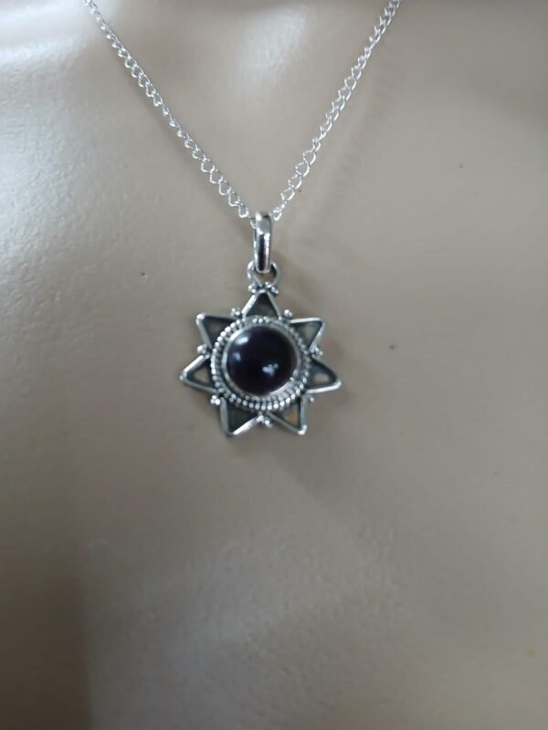 Colgante Estrella plata de Ley con piedra de Amatista-sin cadena 22mm - Imagen 2