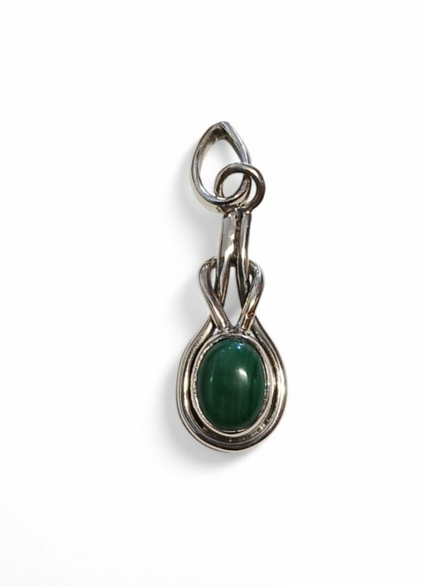 Colgante de plata 925 con piedra de malaquita- sin cadena 25mm