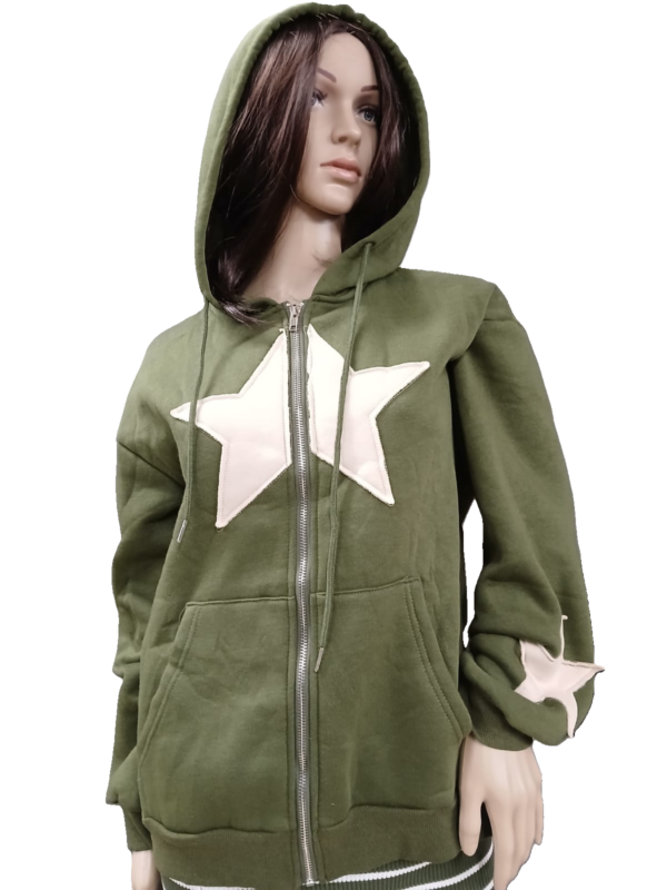 Sudadera con Cremallera Verde Oliva