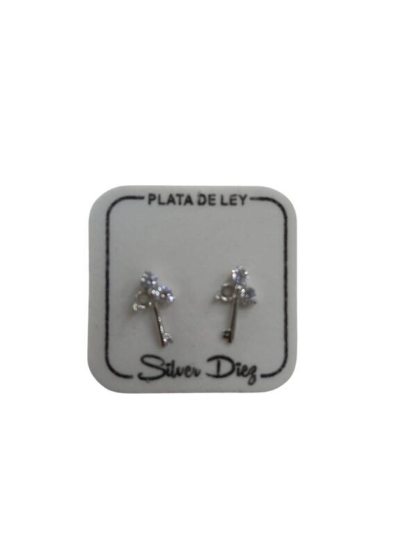 Pendientes llaves con circonitas.Plata de Ley