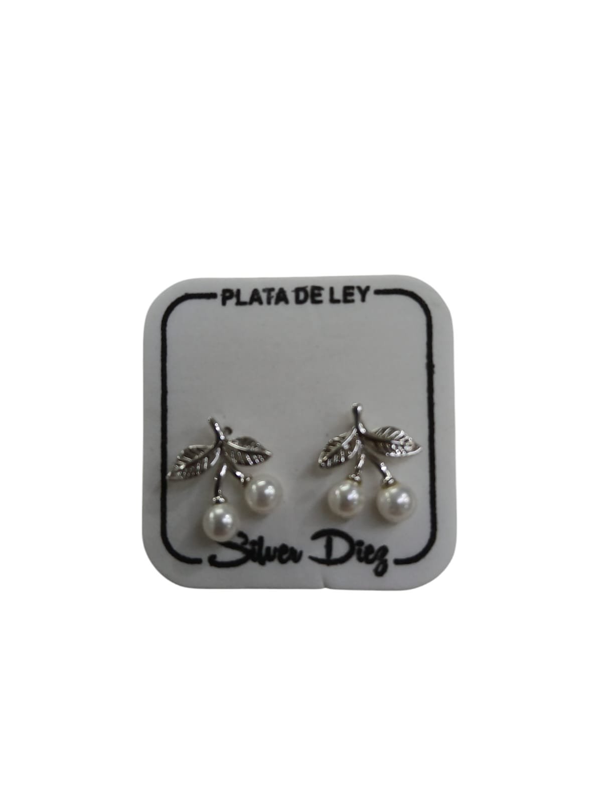 Pendientes Cereza blanca. Plata de Ley
