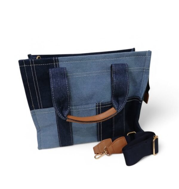Bolso vaquero semi rigido con detalles marrones
