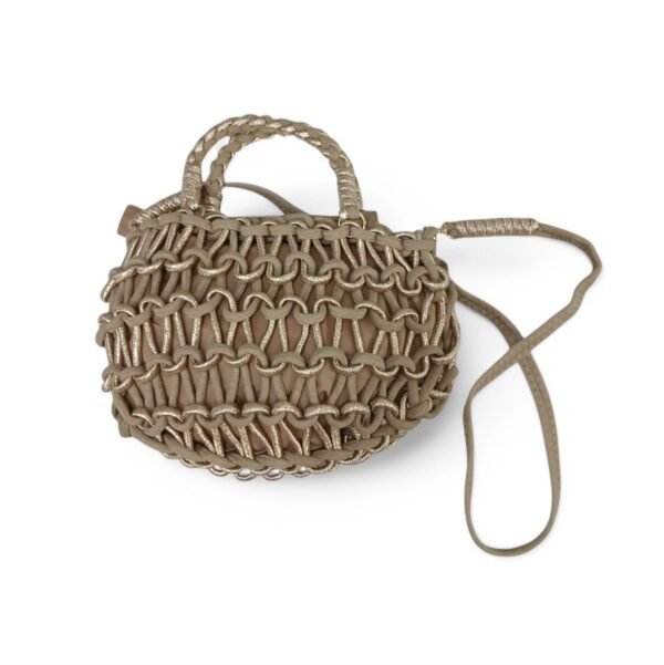 Bolso de cordón marrón y dorado