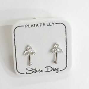 Pendientes llaves con circonitas.Plata de Ley