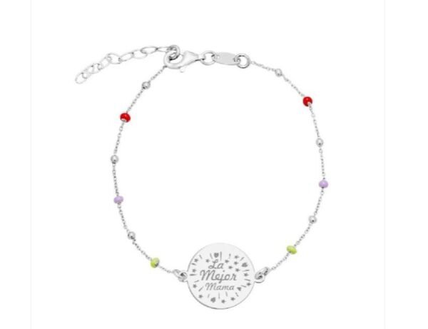 Pulsera día de la madre,redonda.Plata de Ley