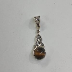 colgante piedra ojo de tigre y triqueta. Plata de Ley - sin cadena