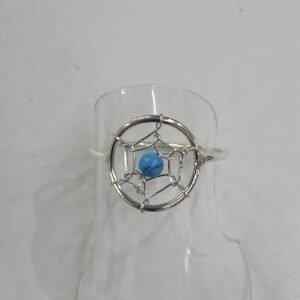 anillo atrapsueños con turquesa. talla 17. plata de Ley