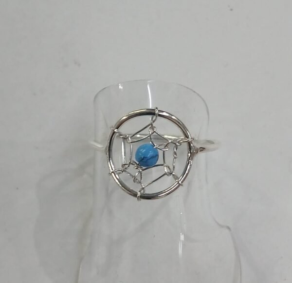 anillo atrapsueños con turquesa. talla 17. plata de Ley