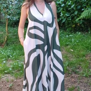vestido blanco y verde. talla unica