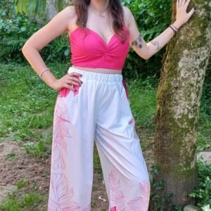 conjunto pantalón top rosa