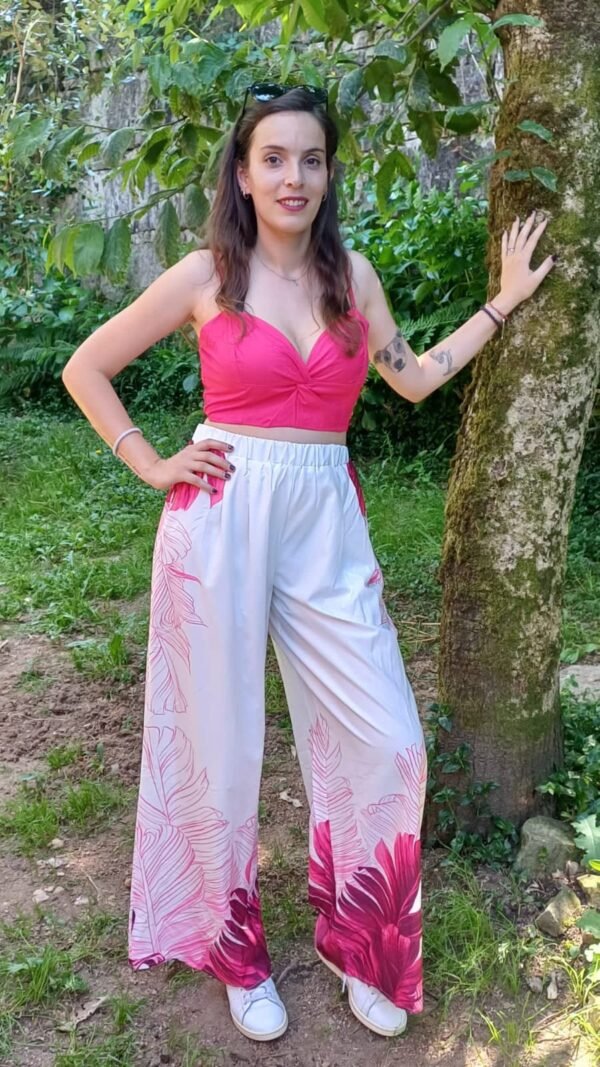 conjunto pantalón top rosa
