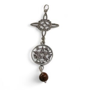 colgante nudo de bruja, tetragramaton y ojo de tigre-sin cadena. Plata de Ley