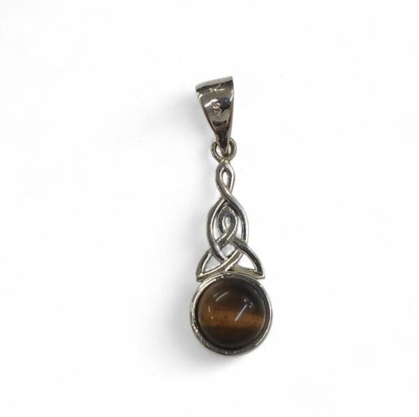 colgante piedra ojo de tigre y triqueta. Plata de Ley - sin cadena