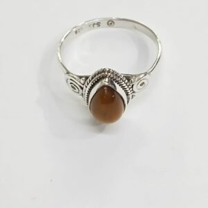 anillo piedra ojo de tigre. talla 17. plata de Ley