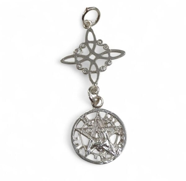 Colgante nudo de bruja con tetragramaton- sin cadena. Plata de Ley