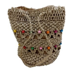 Bolso de rafia con abalorios de colores