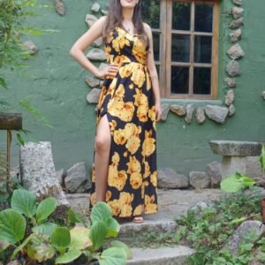 Vestido estampado amarillo talla única