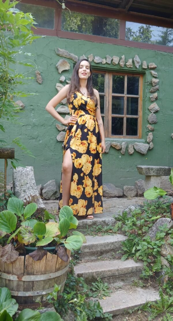 Vestido estampado amarillo talla única