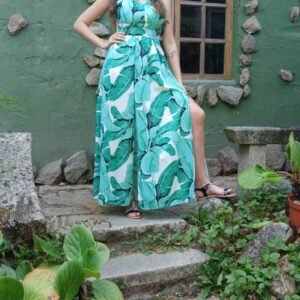 Vestido estampado verde agua talla única