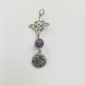 Colgante nudo de bruja, amatista y tetragramaton | Plata de Ley | sin cadena