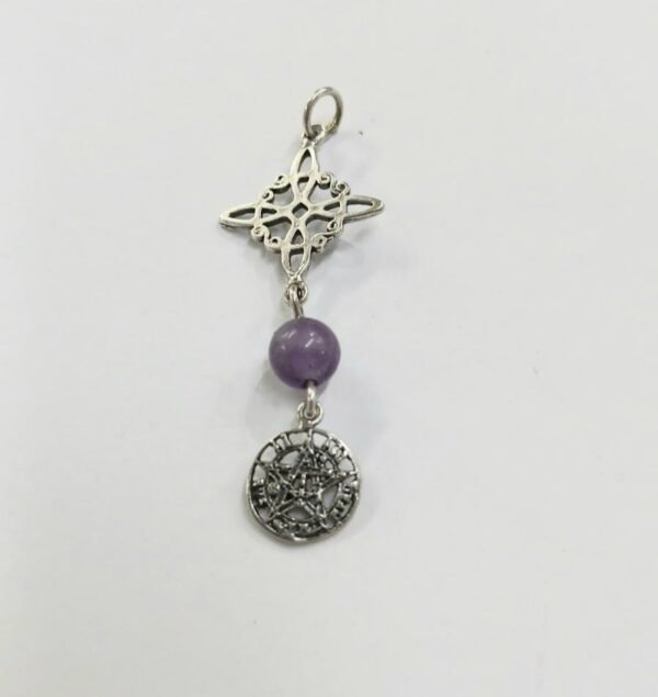 Colgante nudo de bruja, amatista y tetragramaton | Plata de Ley | sin cadena