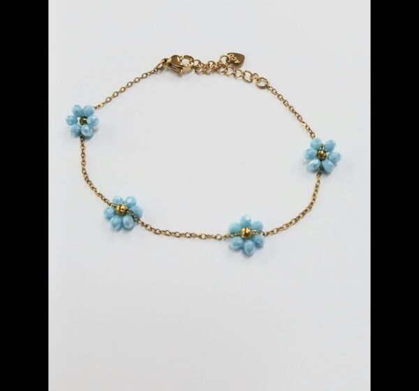 Pulsera acero dorado con flores