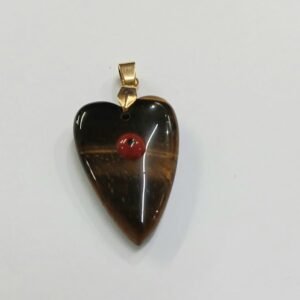 Colgante Corazón de Ojo de Tigre con ojo turco | Acero dorado-sin cadena