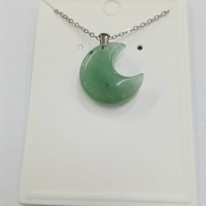 Colgante Luna de  Venturina verde |Acero