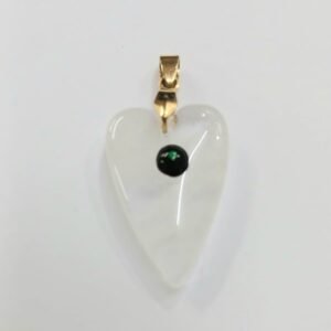 Colgante corazón de Curazo Blanco con ojo turco |Acero dorado- sin cadena