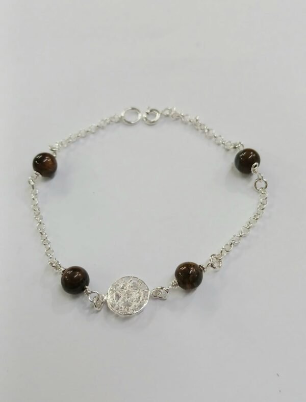 pulsera tetragramaton con ojos de tigre | plata de Ley