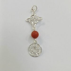 colgante nudo de bruja, ágata roja y tetragramaton- sin cadena | plata de Ley