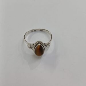 Anillo ojo de tigre | talla 19 | Plata de Ley