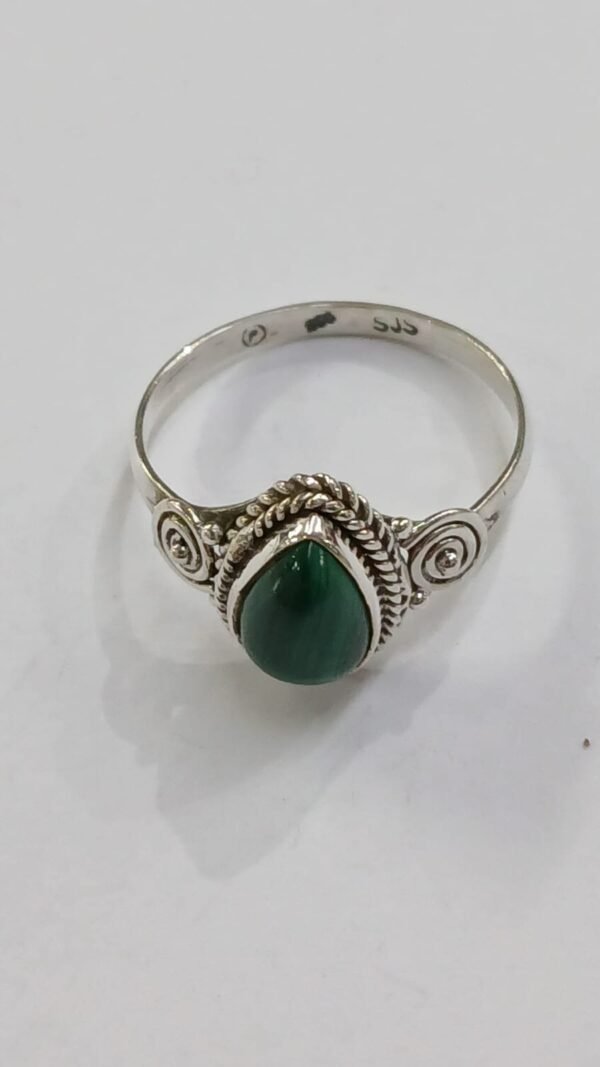 Anillo malaquita | talla 16 | Plata de Ley