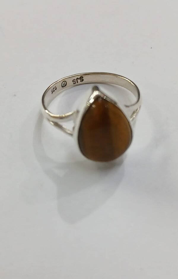 Anillo ojo de tigre | talla 16 | Plata de Ley