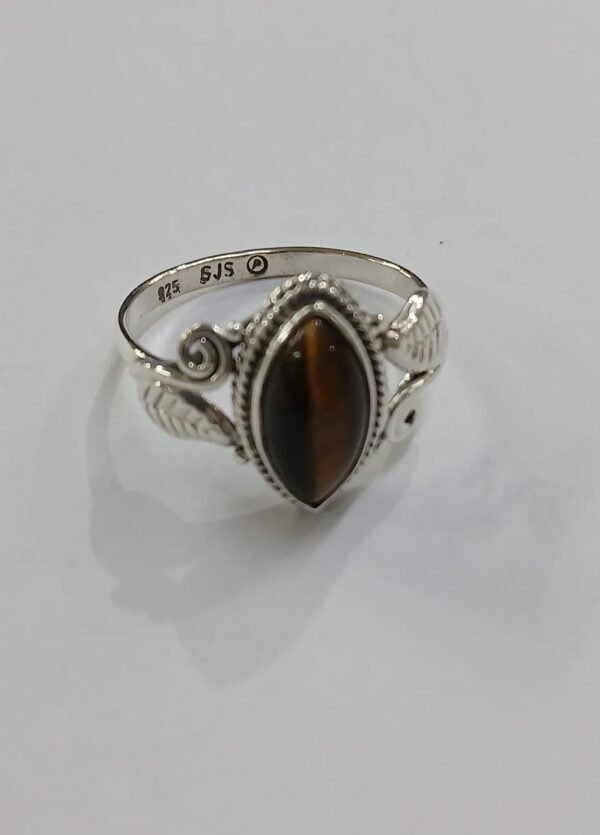 Anillo ojo de tigre | talla 18| Plata de Ley