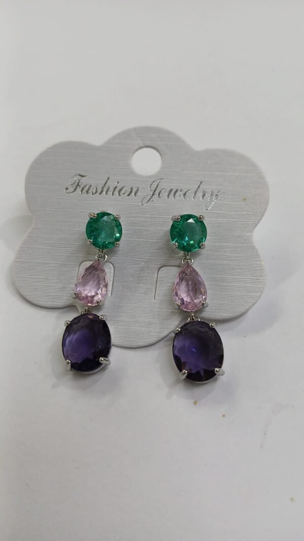 Pendientes de acero con circonitas de colores