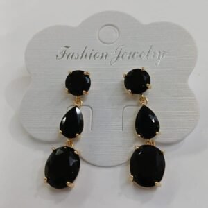 Pendientes de acero con circonitas negras