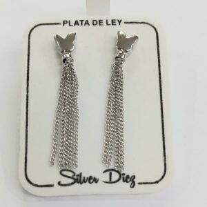 Pendientes largos con mariposas. plata de Ley