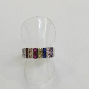 Anillo de plata con cironitas de colores | talla 18 | Plata de Ley