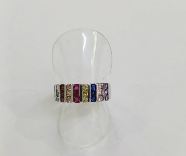 Anillo de plata con cironitas de colores | talla 18 | Plata de Ley