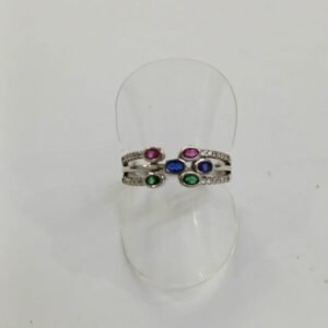 Anillo de plata con cironitas tricolor | talla 14 | Plata de Ley