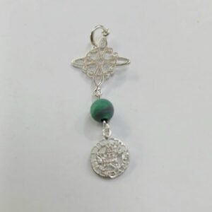 Colgante nudo de bruja, malaquita y tetragramaton | Plata de Ley | sin cadena