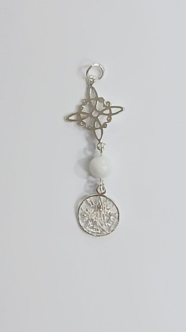 Colgante nudo de bruja, piedra luna y tetragramaton | Plata de Ley | sin cadena