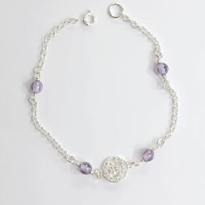 pulsera tetragramaton con amatista | plata de Ley