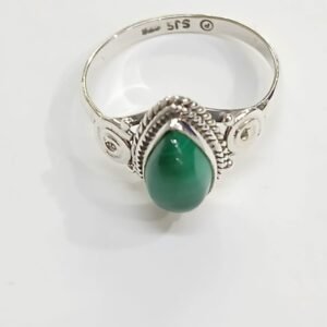 Anillo malaquita | talla 17 | Plata de Ley