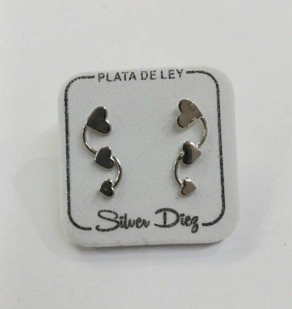 Pendientes Trepadores con Corazones | Plata de Ley